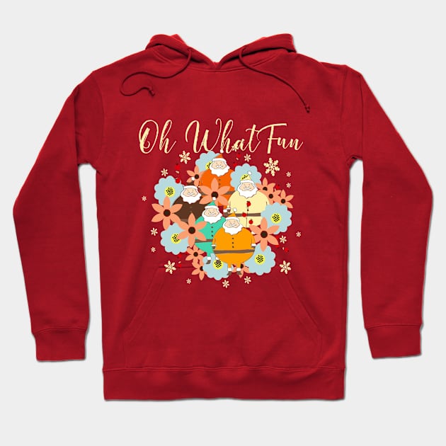 Floral Santa Claus Oh What Fun Hoodie by lisalizarb